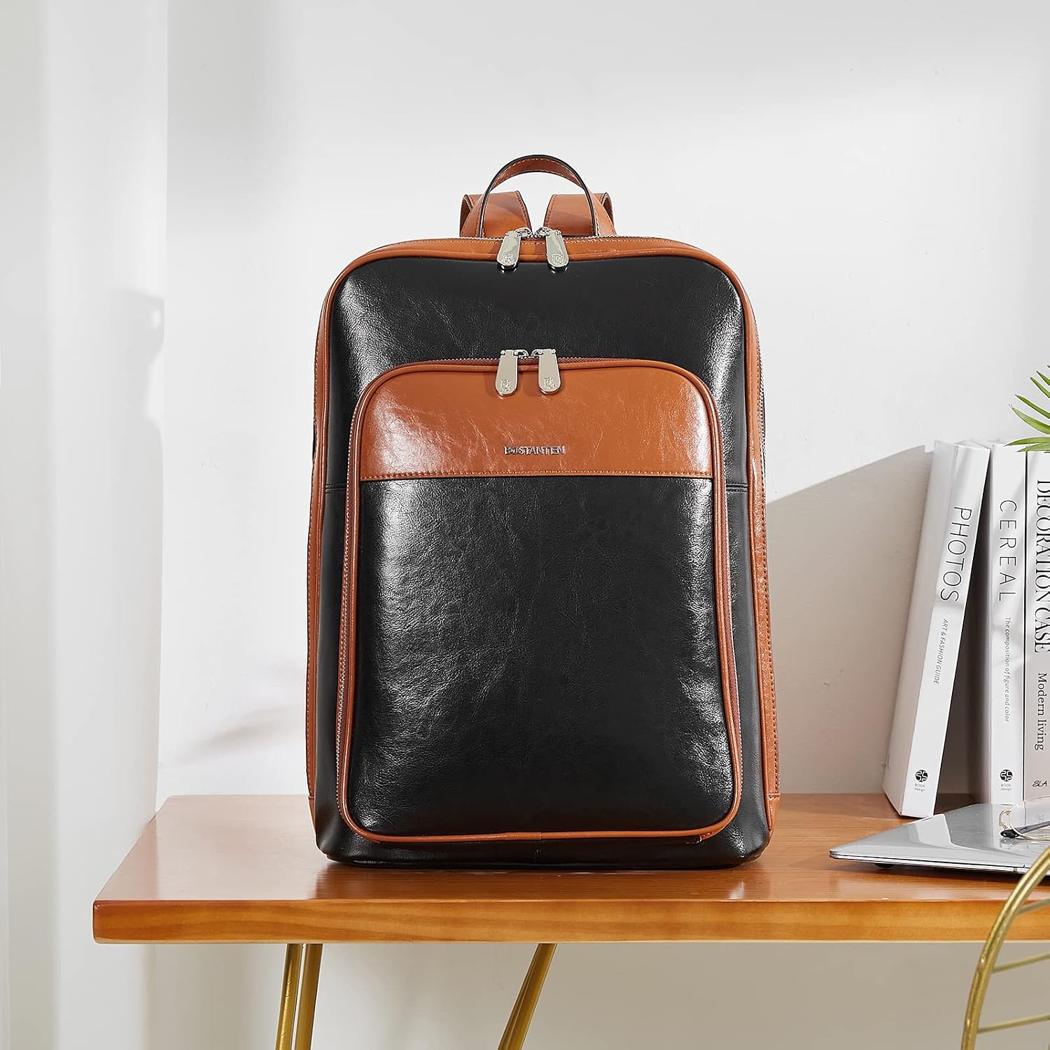 BOSTANTEN Leather Laptop Backpack for Women 15.6 inch Computer Bag Travel Work Daypack