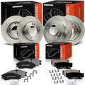 A-Premium Front Vented and Rear Solid Disc Brake Rotors + Ceramic Pads Kit Compatible with Select Kia Models - Sorento 2007 2008 2009, 12-PC Set