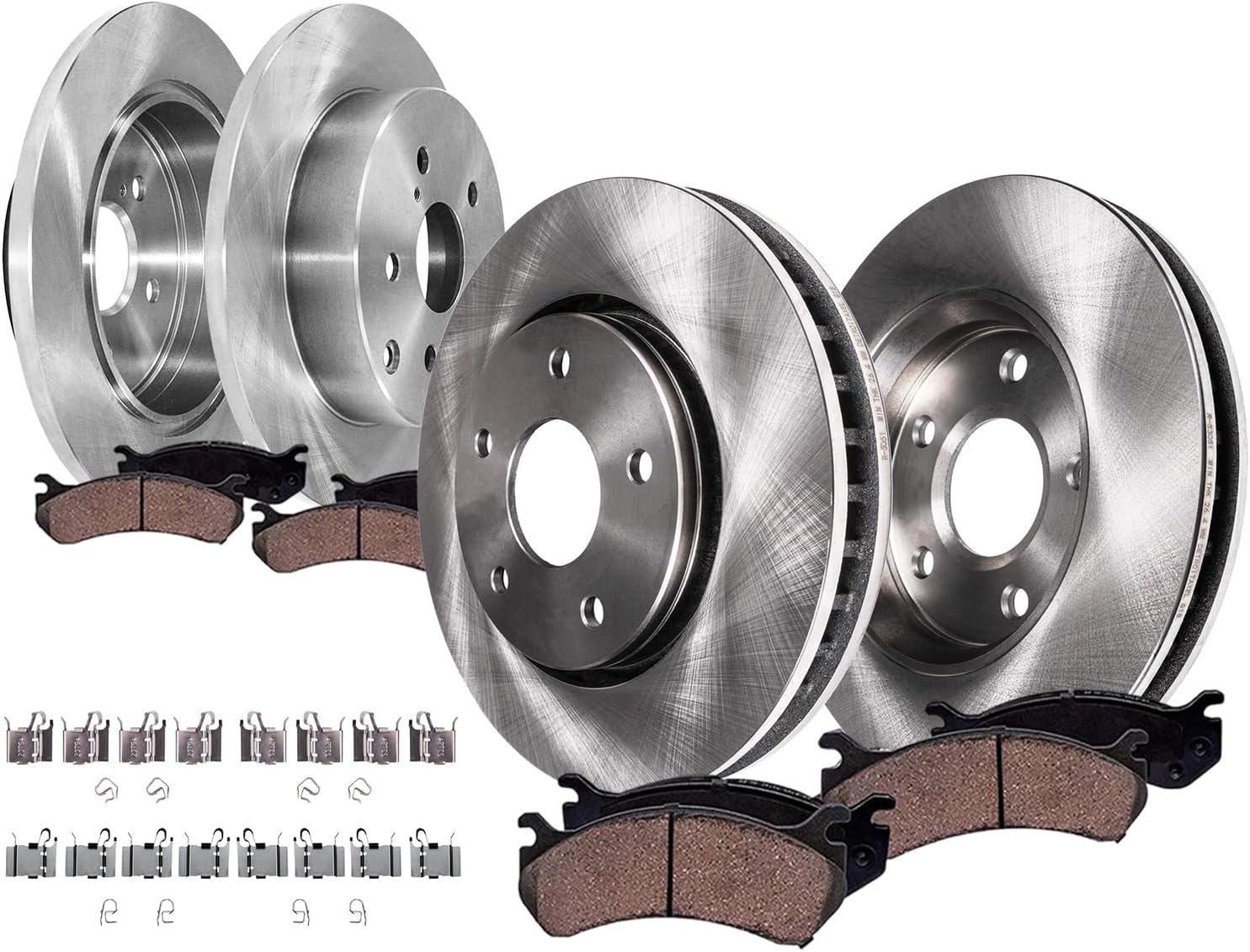 Detroit Axle - 8pc Brake Kit for Toyota 2012-2017 Prius V Disc Brake Rotors Ceramic Brakes Pads with Hardware 2013 2014 2015 2016 Replacement 10.83' inch Front and 11.42' inch Rear