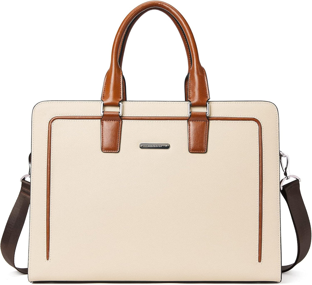 BOSTANTEN Women Genuine Leather Briefcase Tote Business Vintage Handbag 15.6' Laptop Shoulder Bag Brown