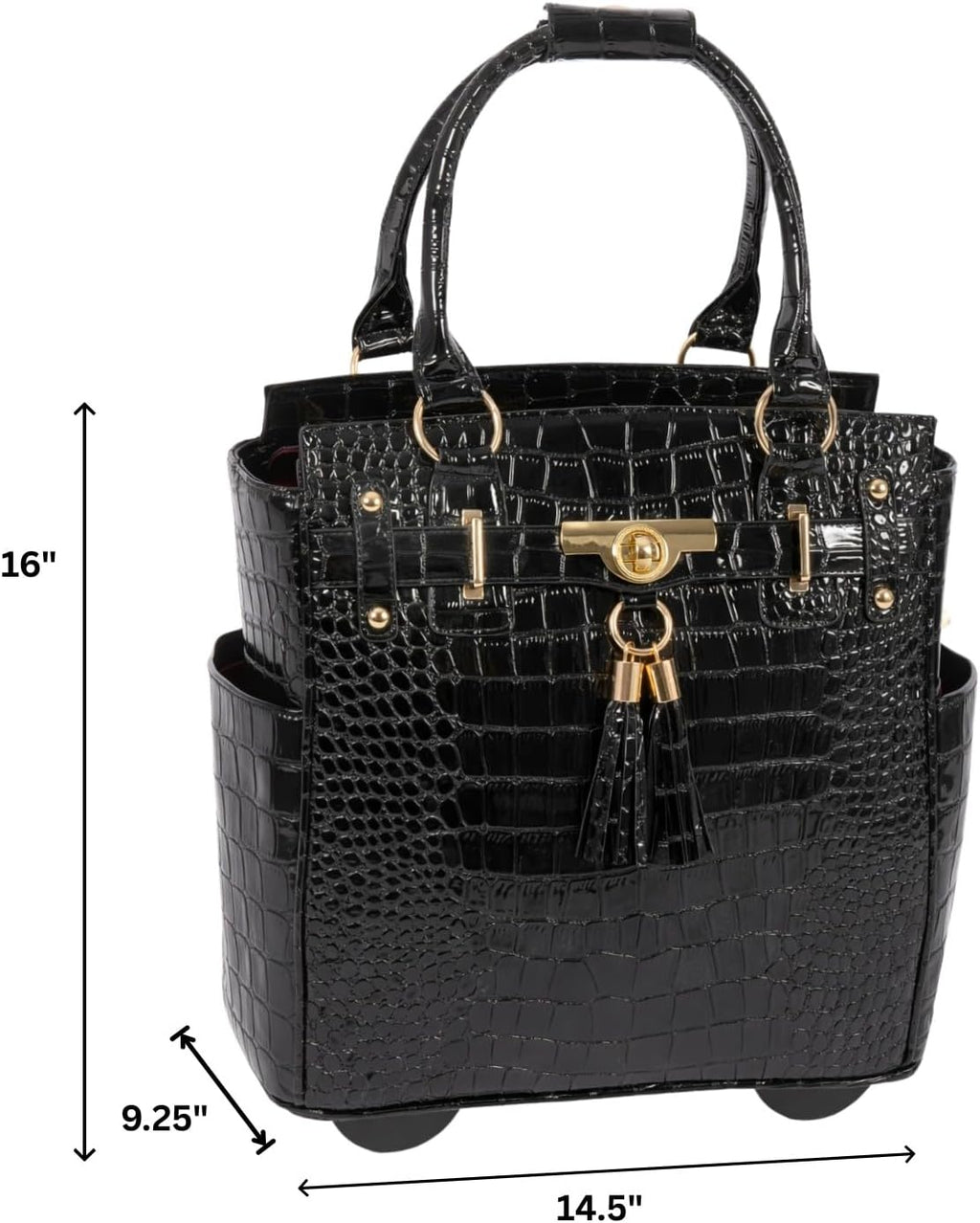 JKM & Company Rolling Laptop Bag for Women | Designer Wheeled Briefcase | Fits 13-17' Laptops | Office Travel Computer Case