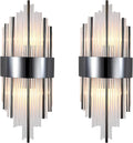 BOKT Modern Wall Mount Lamp 2 Light Fixtures Crystal Wall Sconce Lighting, Elegant Wall Sconces with Brass Base for Bedroom Living Room Bathroom Hallway Entryway Hotel Restaurant (2 Pack Black)