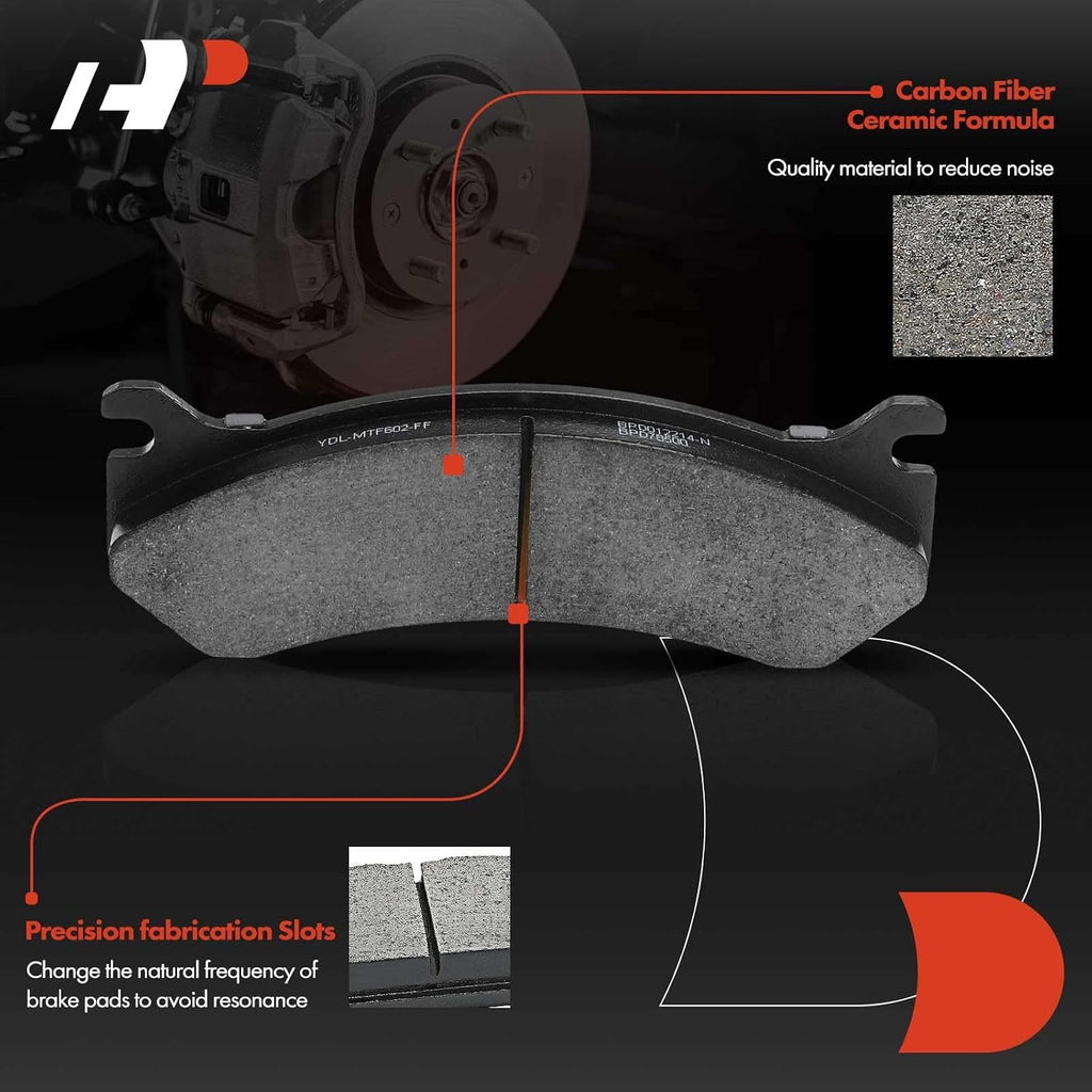 A-Premium 12.99 inch (330mm) Rear Drilled and Slotted Disc Brake Rotors + Ceramic Pads Kit Compatible with Select Chevy and GMC Models - Silverado HD, Suburban, Sierra 2500, Avalanche, Yukon XL, 6-PC