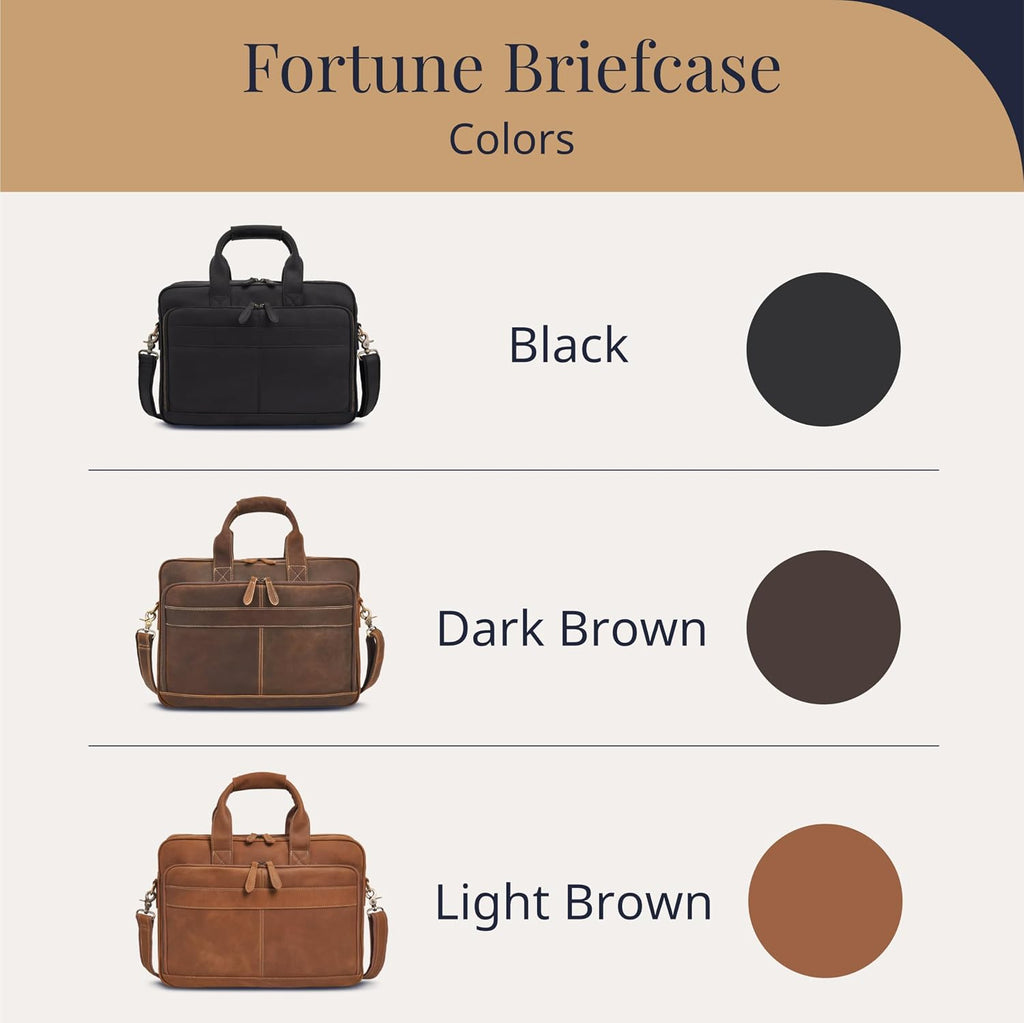 Luxorro Full-Grain Leather Briefcase for Men - Laptop Bag with Leather Computer Compartment