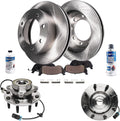 Detroit Axle - 4WD Front Wheel Bearing Hubs Brake Kit for Chevy GMC Avalanche Suburban Yukon XL 2500, Silverado Sierra 1500 2500 HD 3500, Hummer H2, Wheel Bearing Hubs Disc Brake Rotors Brake Pads