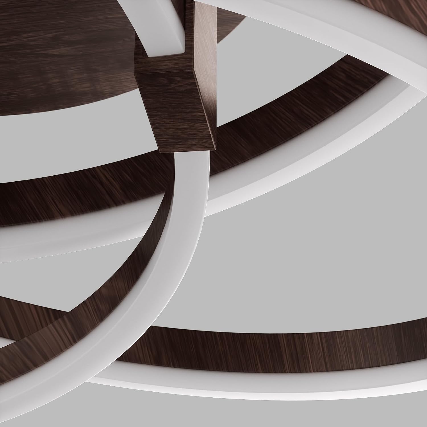 Maxax 23.5' Led Ceiling Light Fixture, Modern 3 Rings Flush Mount Chandelier, Close to Ceiling Lamp for Bedroom Living Room Dining Room Kitchen, ETL Listed, Walnut Color