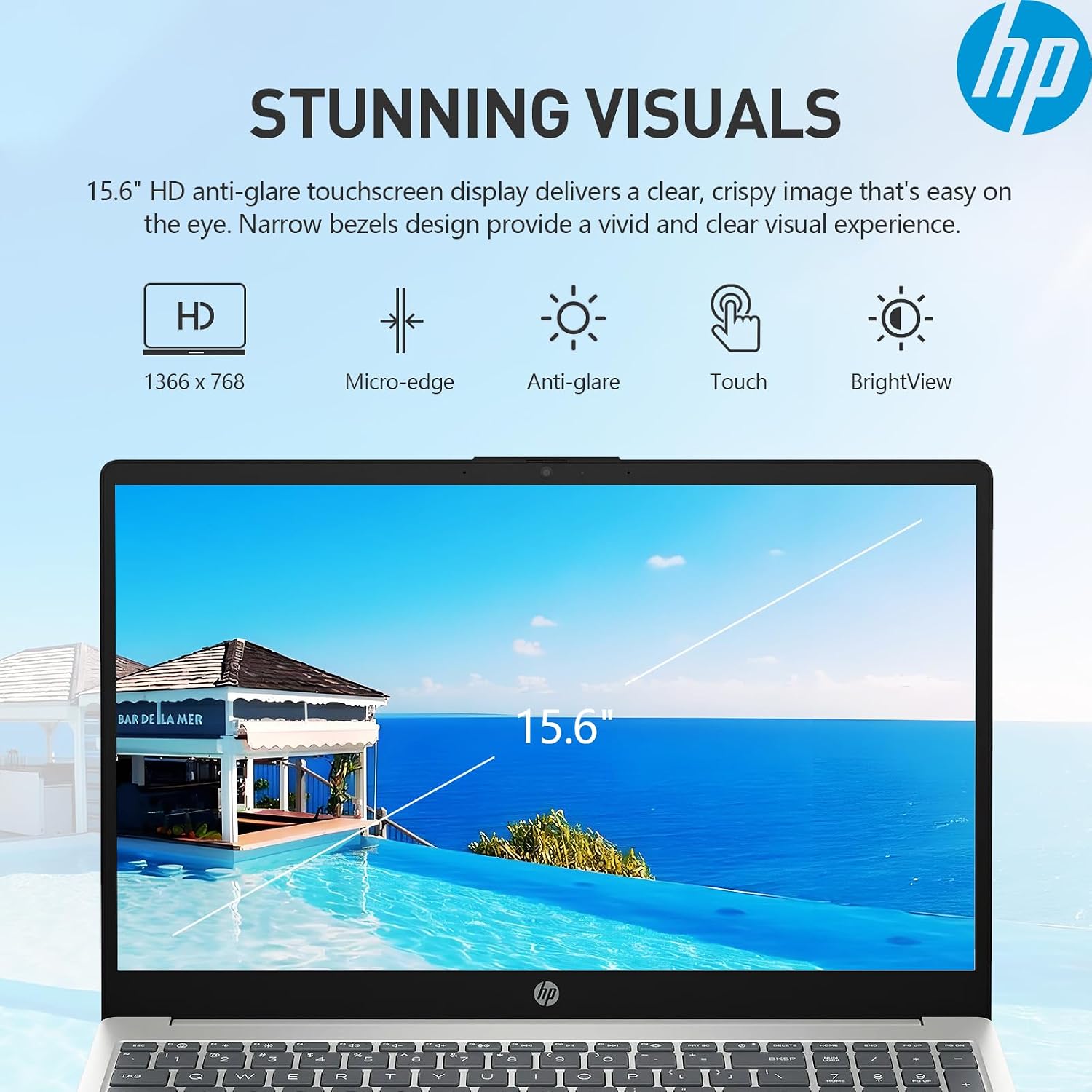 HP 15.6 Laptop Touchscreen Computer, Intel 10-Core i5, Touch Screen Laptop 15 Inch, 64GB RAM 2TB SSD, Windows 11 Pro, 10-Key Number Pad, Killer Wi-Fi 6E