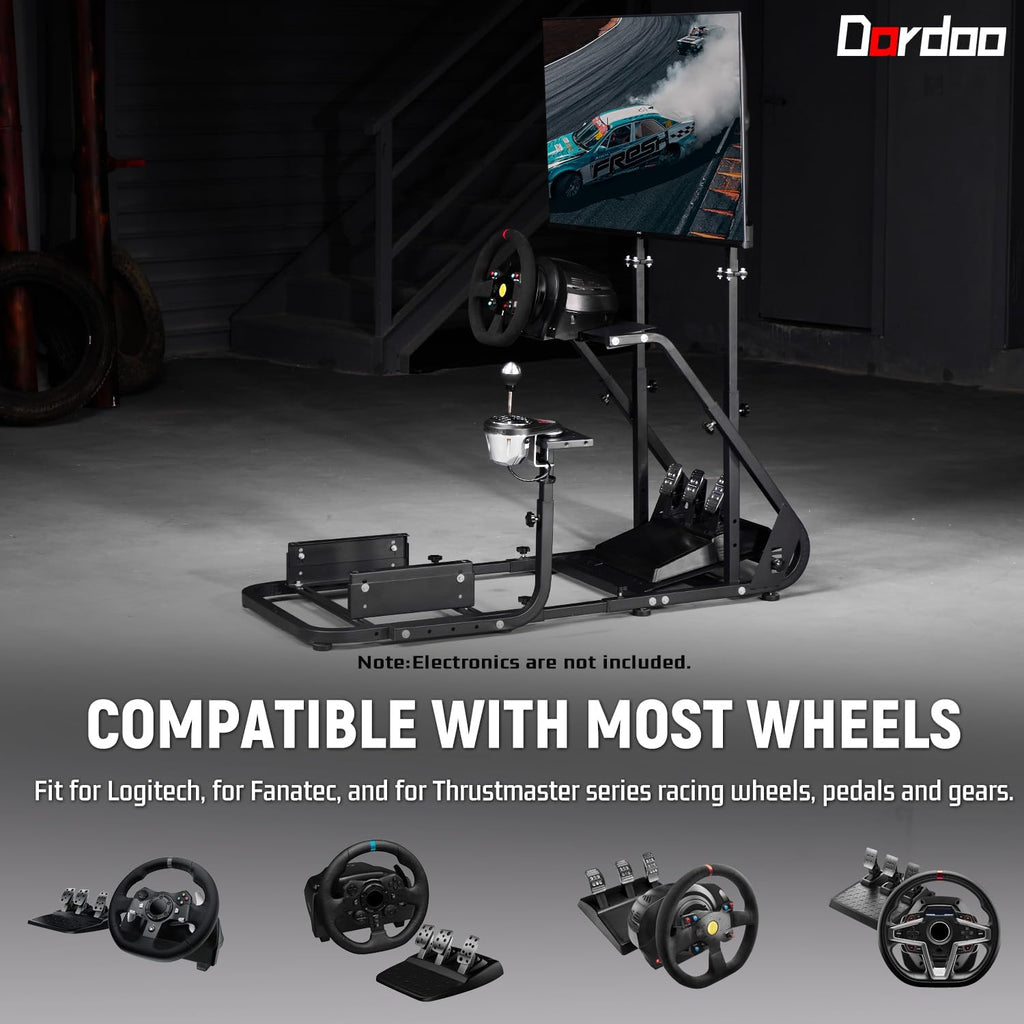 Dardoo G923 Racing Simulator Cockpit with Monitor Mount Fit for Logitech G29 G920, for Thrustmaster T80 T150, for PS4,for PC, Adjustable Driving Wheel Stand,Without Wheel, Pedal, Handbrake and Seat