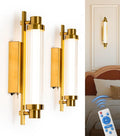 Battery Operated Wall Sconce Set of Two,12000 mAh Rechargeable Wall Sconce with Remote Battery Powered Wall Light LED Crystal Glass Gold Wall sconces for Bathroom, Living Room, Hallway, Mirror