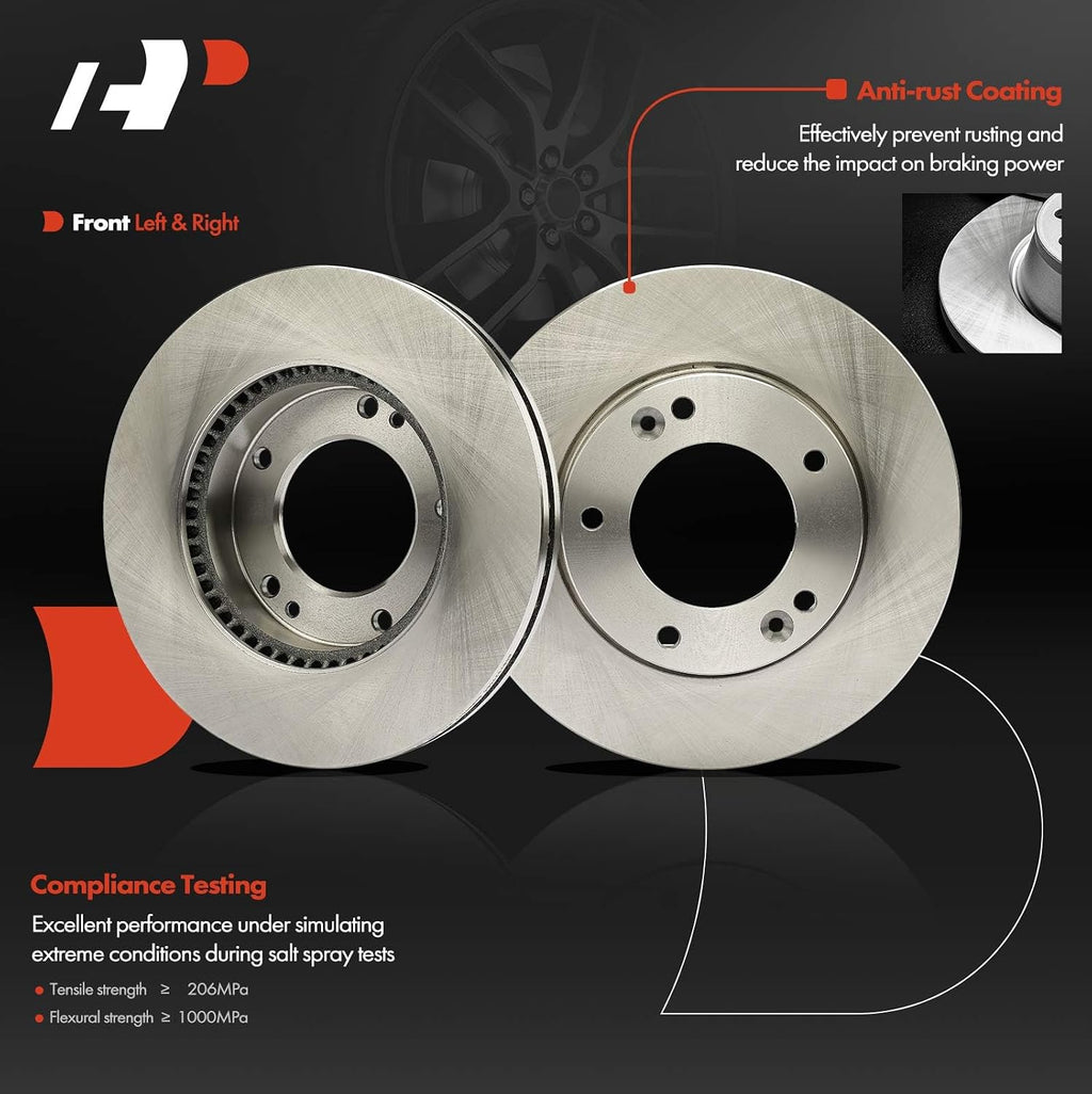 A-Premium Front Vented and Rear Solid Disc Brake Rotors + Ceramic Pads Kit Compatible with Select Kia Models - Sorento 2007 2008 2009, 12-PC Set