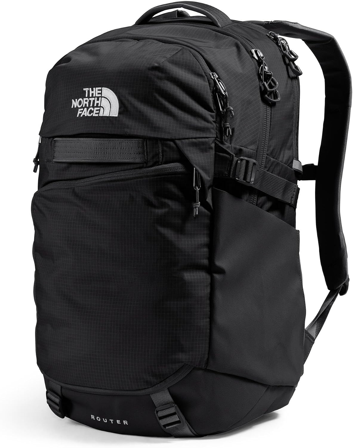 The North Face Router Everyday Laptop Backpack - Daypack, Water Repellent, Laptop Sleeve, Reflective Details, TNF Black/TNF Black-NPF, One Size