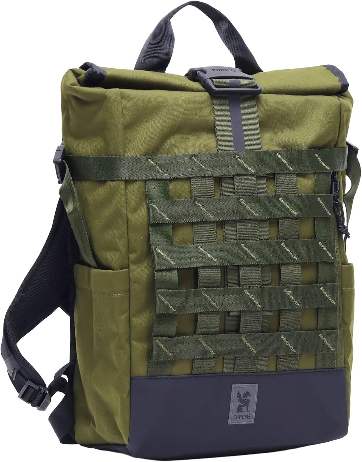 Chrome Industries Barrage 18L Moss X Roll-Top Backpack – Water Resistant Bag for Work, School, Travel – Features Cargo Net & Laptop Pocket