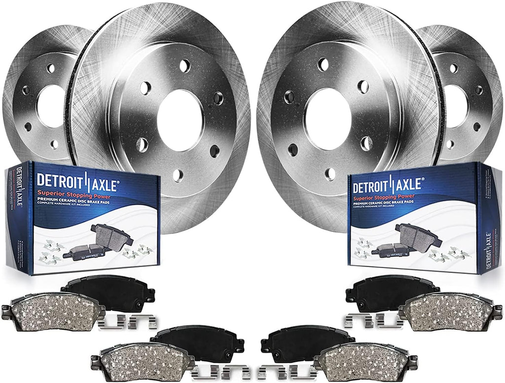 Detroit Axle - 8pc Brake Kit for Ford 2015 2016 2017 F-150 [Electronic Parking Brakes] Disc Brake Rotors Ceramic Brakes Pads with Hardware Replacement : 13.78' inch Front and 13.23' inch Rear Rotor