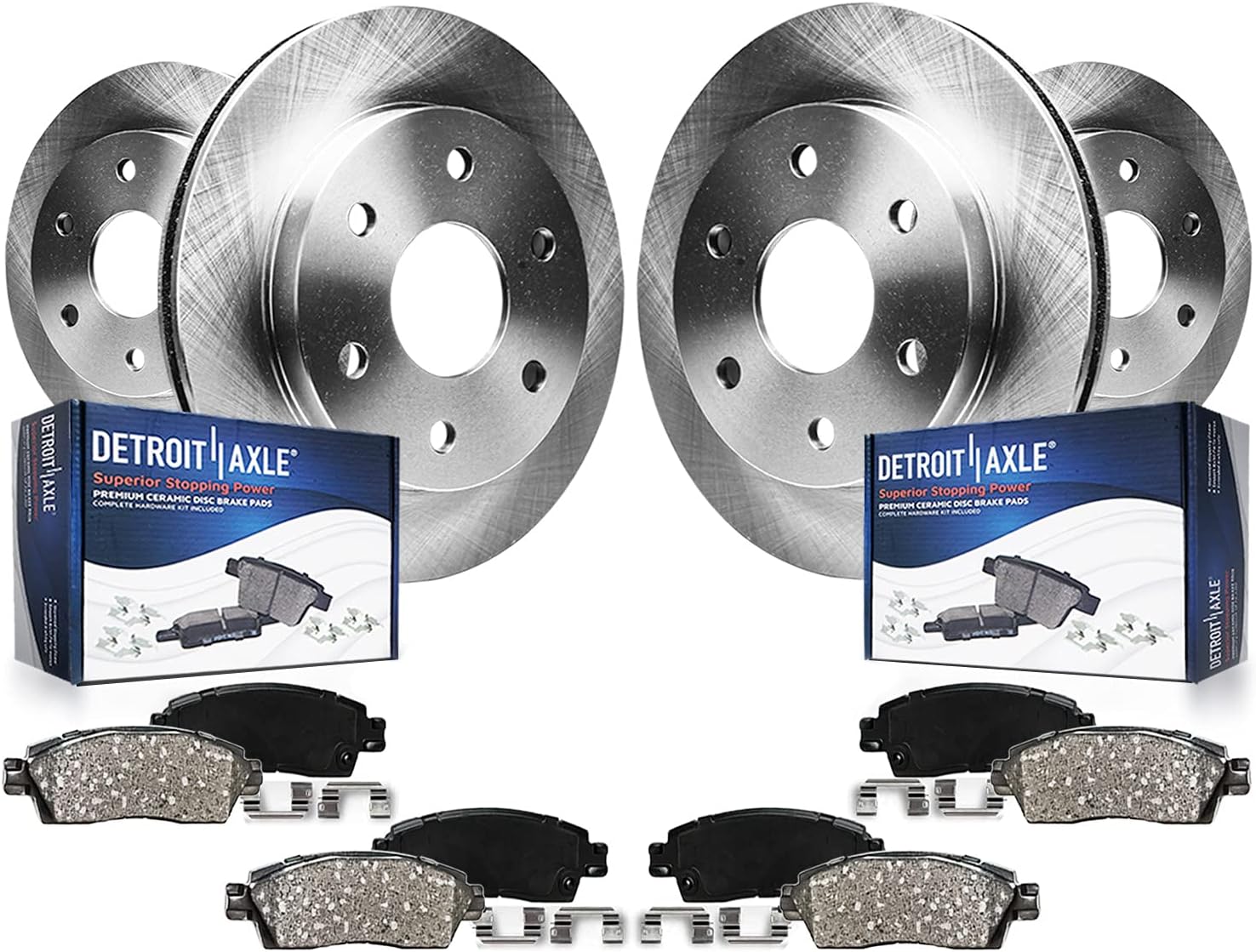 Detroit Axle - 8pc Brake Kit for Ford 2015 2016 2017 F-150 [Electronic Parking Brakes] Disc Brake Rotors Ceramic Brakes Pads with Hardware Replacement : 13.78' inch Front and 13.23' inch Rear Rotor