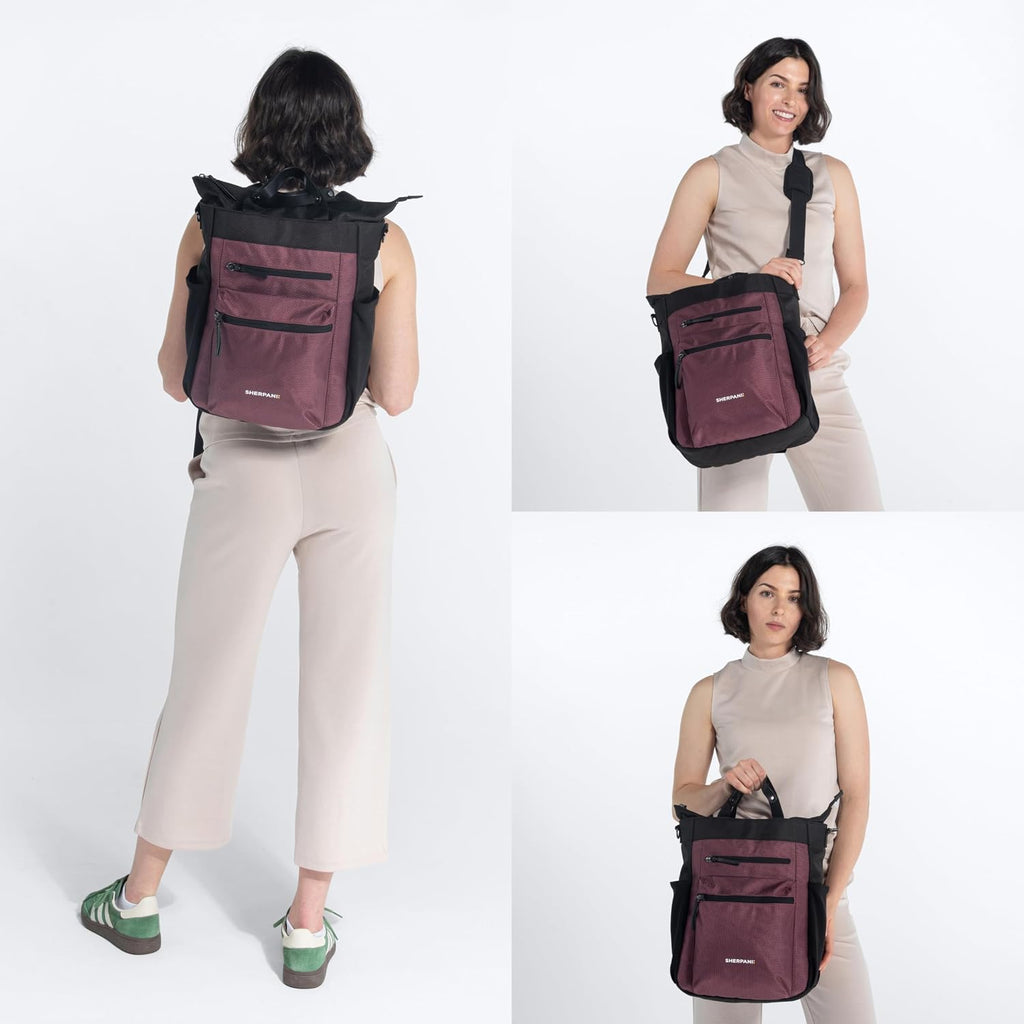 Sherpani Soleil, Anti Theft Convertible Backpack, 3 in 1 Tote, Crossbody Purse, 18L Travel Bag, RFID Protection, Fits 13' Laptop (Smoky Orchid)
