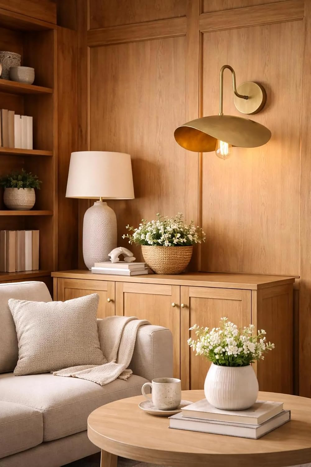 Modern Brass Wall Sconce Minimalist Gold Wall Light, Mid Century Metal Wall Lamp for Bedroom, Living Room, Hallway, Bathroom Vanity, Hardwired Indoor Decorative Lighting Fixture (Antique Black)