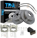 TRQ Rear Brake Pad and Rotor Set Ceramic Rotors Calipers Hoses Compatible with 2006-2013 Lexus IS350