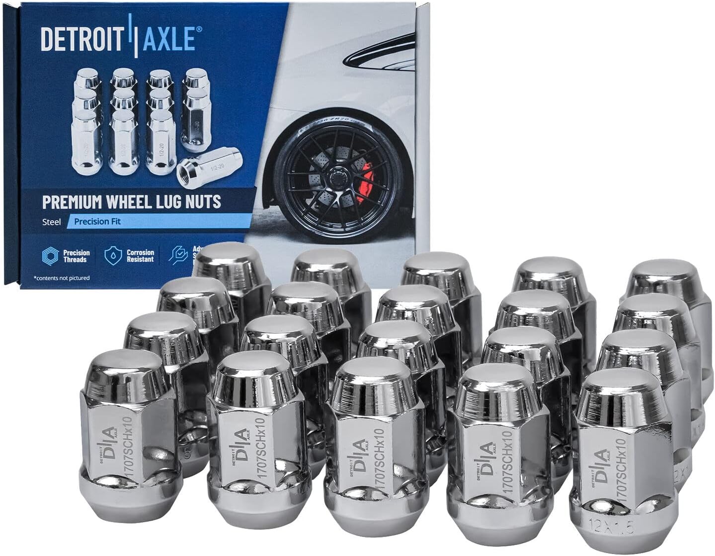 Detroit Axle - Front Disc Rotors Brake Pads Wheel Hub Bearings w/ 20pc Lug Nuts Replacement for Chevrolet Blazer S10 Oldsmobile Bravada GMC Jimmy Sonoma Isuzu Hombre - 26pc Set