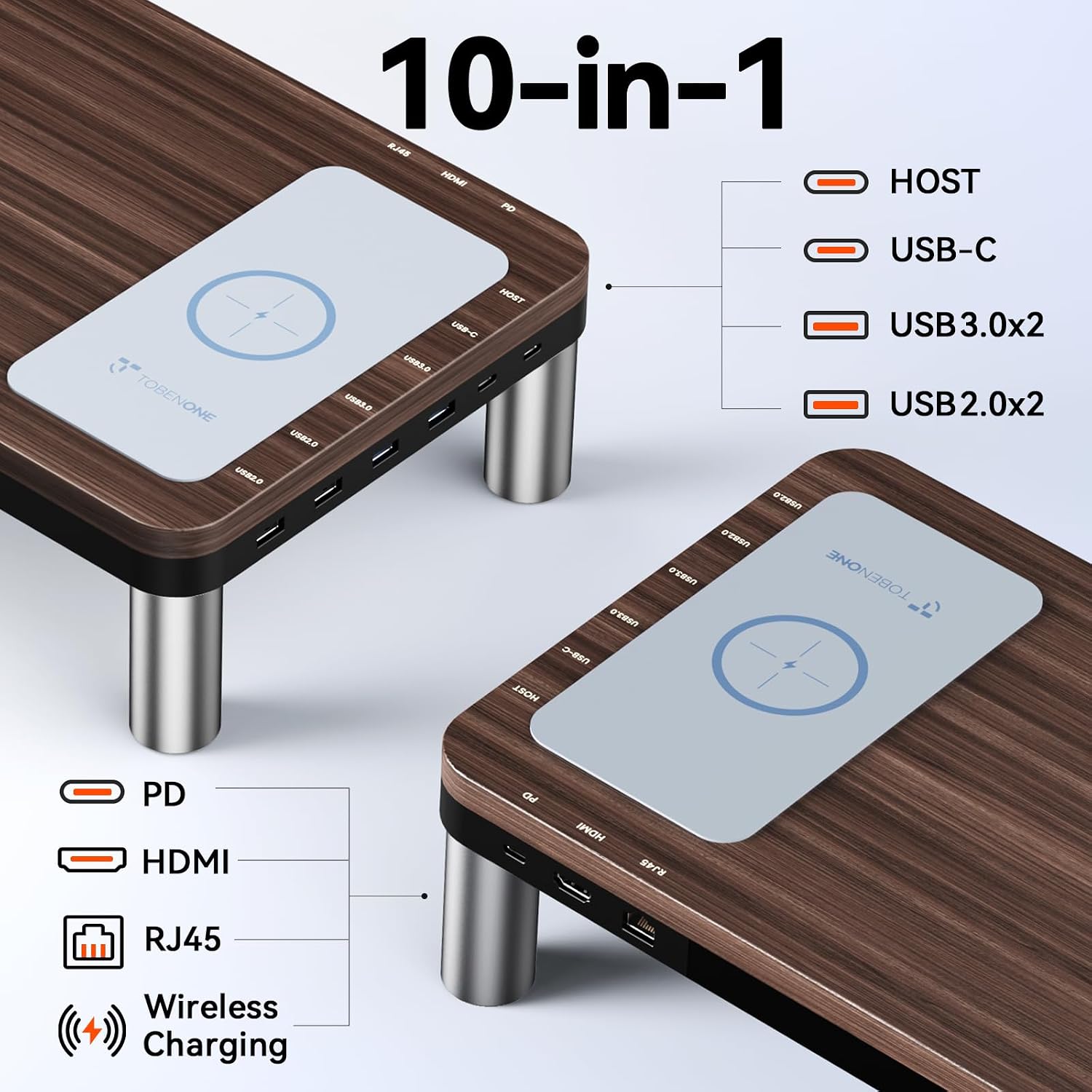 TobenONE MacBook Docking Station 10 in 1 (Monitor Stand), USB C Docking Station with 4K@60Hz HDMI, 100W Power Supply, 5 USB Ports, Ethernet, for MacBook Pro/Pro Max/Air/M1 M2 M3 M4, iMac, Mac mini