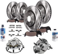 Detroit Axle - Wheel Bearing Hubs Brake Kit for 2002-2005 Dodge Ram 1500 [5 Lug] Front Rear Disc Brake Rotors Ceramic Brakes Pads Front Wheel Bearing Hubs 2003 2004 Replacement