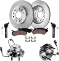 Detroit Axle - 2WD Front Brake Kit for Silverado Sierra Yukon XL 1500 Cadillac Escalade ESV GMC Chevy Tahoe, 12.99'' inch Disc Brake Rotors Ceramic Brake Pads Wheel Bearing Hubs Tie Rods Replacement