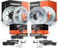 A-Premium Front and Rear Drilled and Slotted Disc Brake Rotors + Ceramic Pads Kit Compatible with Select Chevy and GMC Models - Silverado 2500/2500 HD, Sierra 2500, Suburban 2500, Avalanche 2500