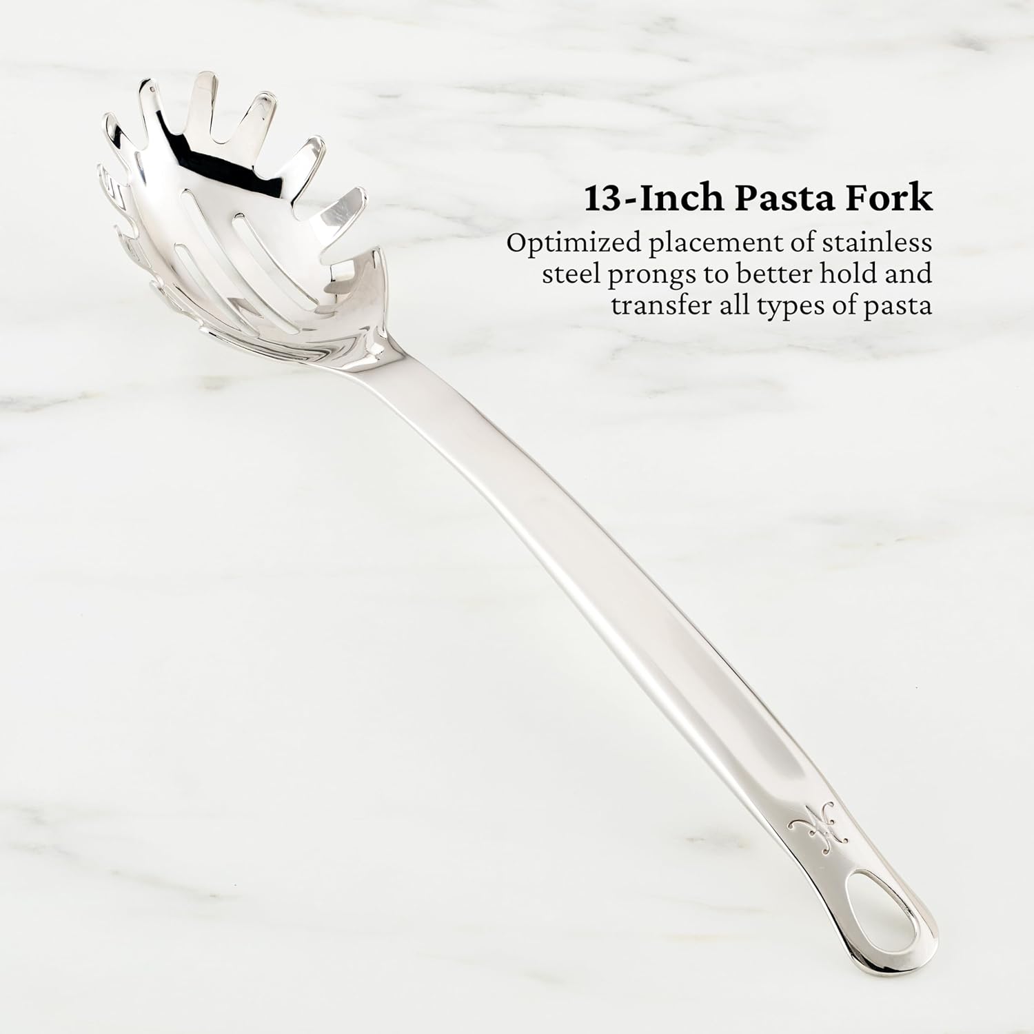 Hestan Provisions Chef's Tools, Essential Set (5-Piece), Stainless Steel Solid Spoon, Ladle, Pasta Fork, Turner/Spatula, Fish Spatula