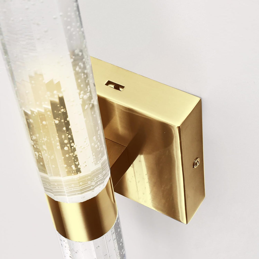 DORESshop Modern Wall Sconces Set of Two, 3CCT Crystal Bathroom Sconces Wall Light, Gold Vanity Light Fixture, Sconce Wall Decor Set of 2, Wall Lights for Bedroom, Living Room, Hallway 18in
