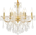 YLONG-ZS 6-Light Crystal Gold Chandelier Light Fixture for Bedroom,Modern Pendant Light Crystal Raindrop Lighting Hanging Chandelier for Living Room, Kitchen,Dining Room, Bedroom,Entryway