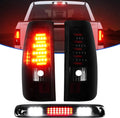 LED Tail Light + 3rd Brake Light Kit Fit for Chevy Silverado & for GMC Sierra 1500 2500 HD 2003-2006, Silverado Sierra 3500 2004-2006, Silverado/Sierra Classic Models 2007, Black Housing Smoke Lens