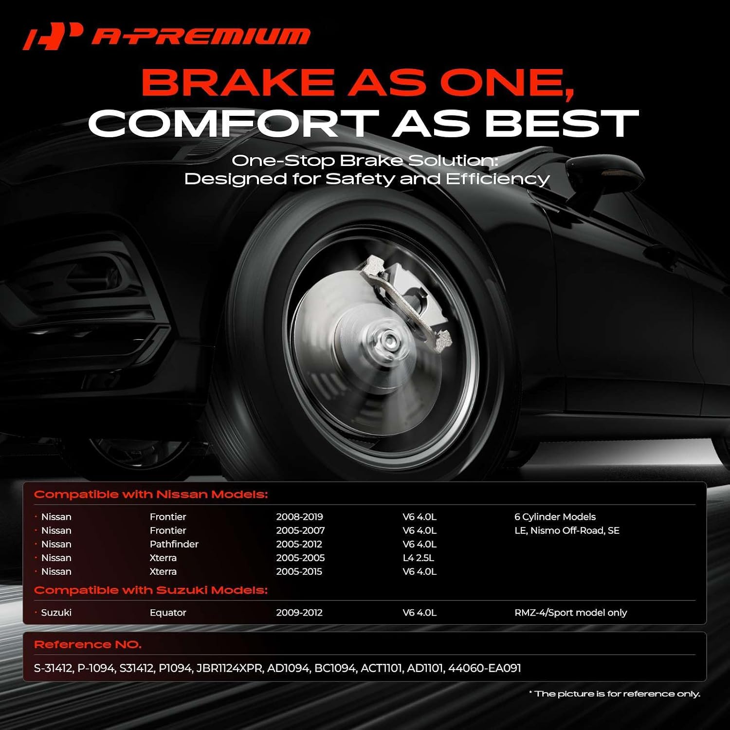 A-Premium 11.65 inch (296mm) Front Drilled and Slotted Disc Brake Rotors + Ceramic Pads Kit Compatible with Select Nissan and Suzuki Models - Frontier 2005-2019, Pathfinder 2005-2012, Xterra, Equator