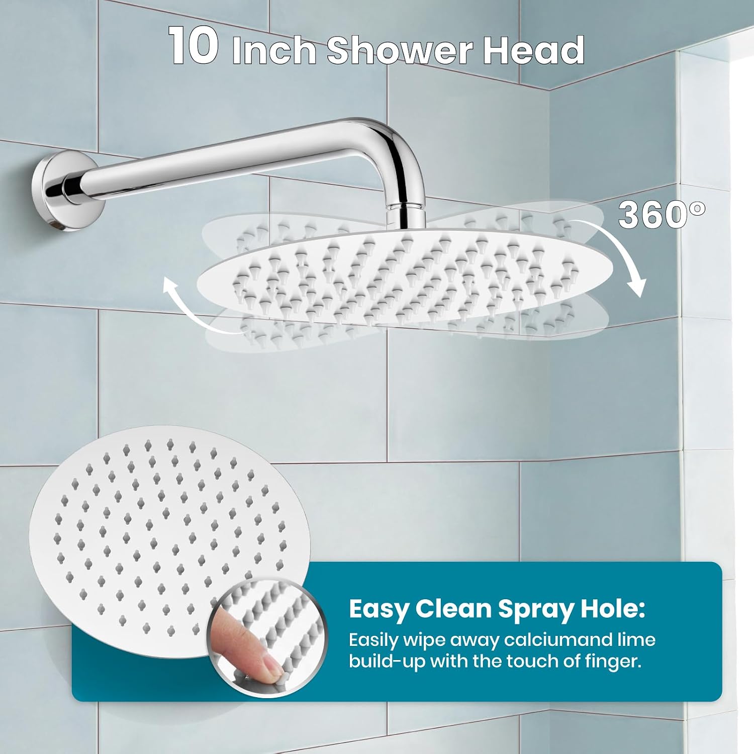 gotonovo Rain Shower System with 10 Inch Round Showerhead and Handheld High Pressure Shower Faucet Set Contain Rough in Valve, Polish Chrome
