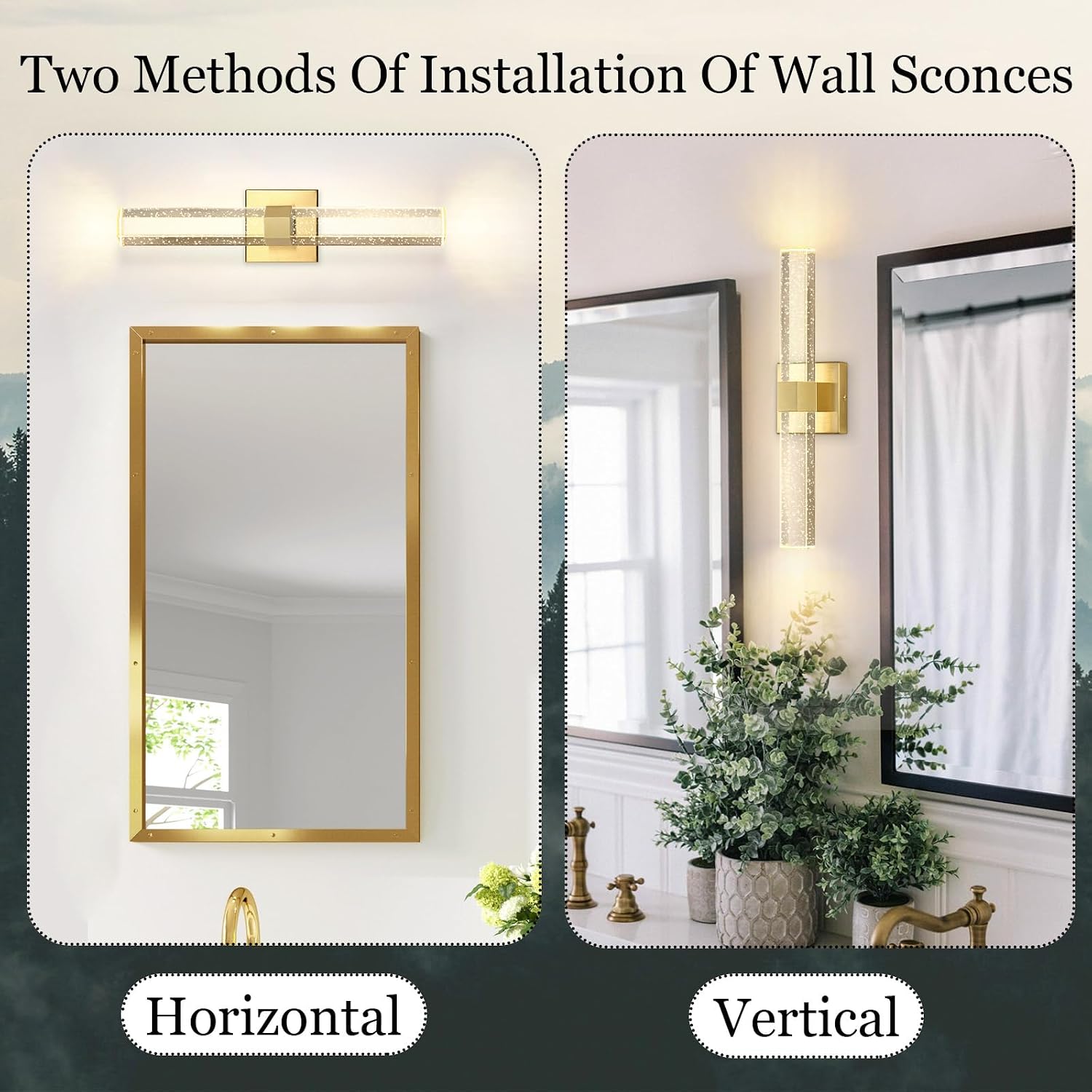 Set of 2 Gold LED Wall Sconce Lights Warm Light Modern Crystal Wall Lights Vanity Lighting Fixtures Sconces for Bathroom Living Room Bedroom Dining Room Hallway