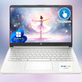 HP 14' Touchscreen Laptop, AMD Efficient Processor, 4GB RAM, 64GB eMMC, HD Touch Display, Windows 11, Wi-Fi, Bluetooth, HDMI, Webcam, Lightweight & Portable, Great for Study & Everyday Use