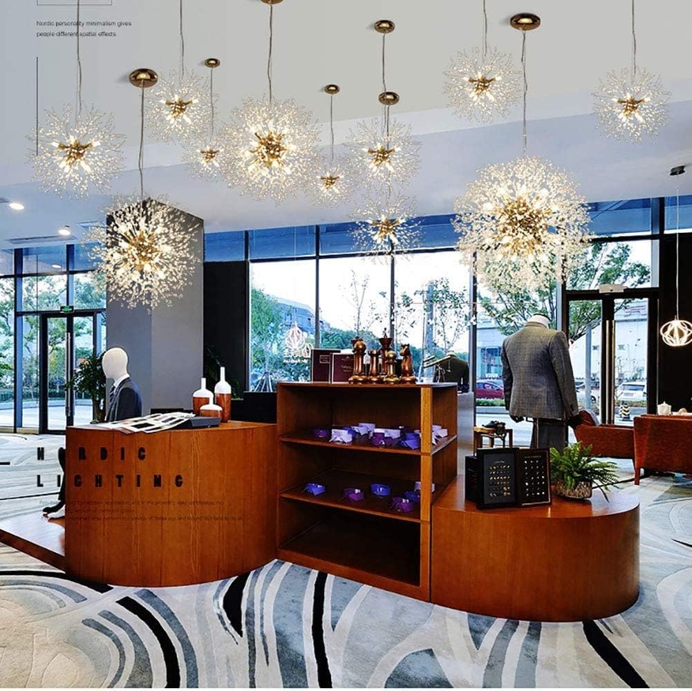 Modern LED Chandelier, Lighting, Chrome Gold Silver Crystal Sputnik V-intage Firework Pendant Light Compatible with Living Room Dining Bathroom Foyer Restaurant Ent 1