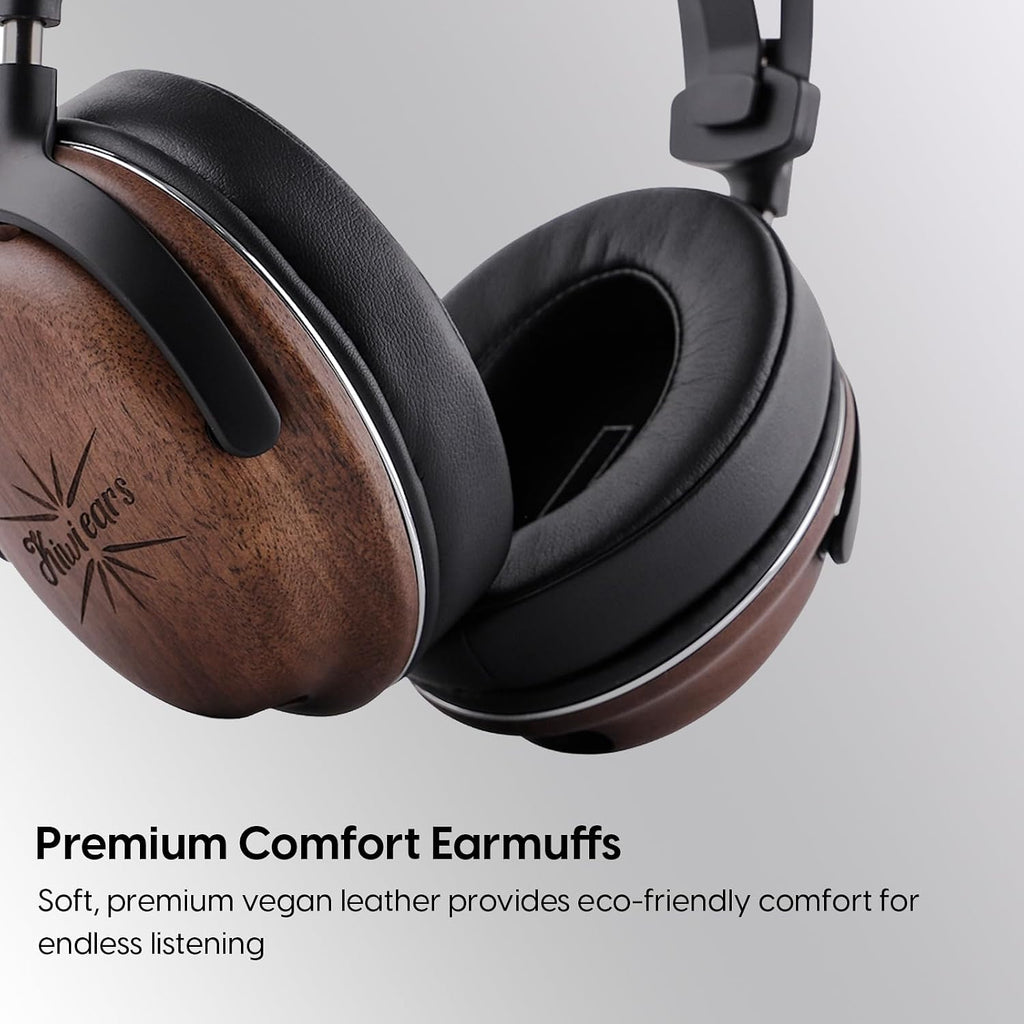 Linsoul Kiwi Ears Atheia Dynamic + Planar Magnetic Driver Over Ear Headphones, Closed Back, HiFi Stereo Monitor with Walnut Wood Earcups, Detachable Cable for Musician Audiophile