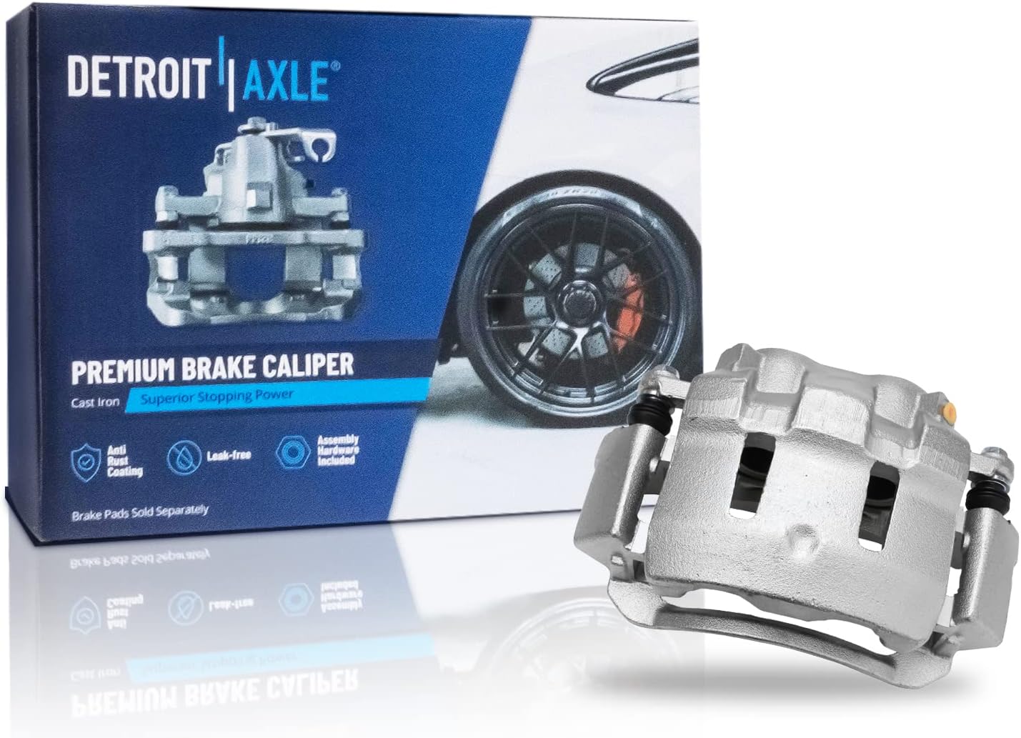 Detroit Axle - 4WD Front 5pc Brake Kit for 99-04 F-250 F-350 Super Duty, 00-05 Ford Excursion, 13.03'' inch Disc Brake Rotors Ceramic Brake Pads Brake Caliper 2000 2001 2002 2003 2004 Replacement