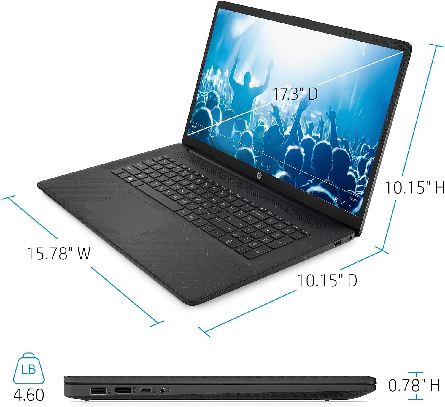 HP 17.3' Business Laptop Computer, 64GB RAM 2.5TB Storage (2TB SSD + 512GB Docking Station Set), Intel Core i5-1334U Processor, Numeric Keypad, Camera Privacy Shutter, Windows 11, Jet Black
