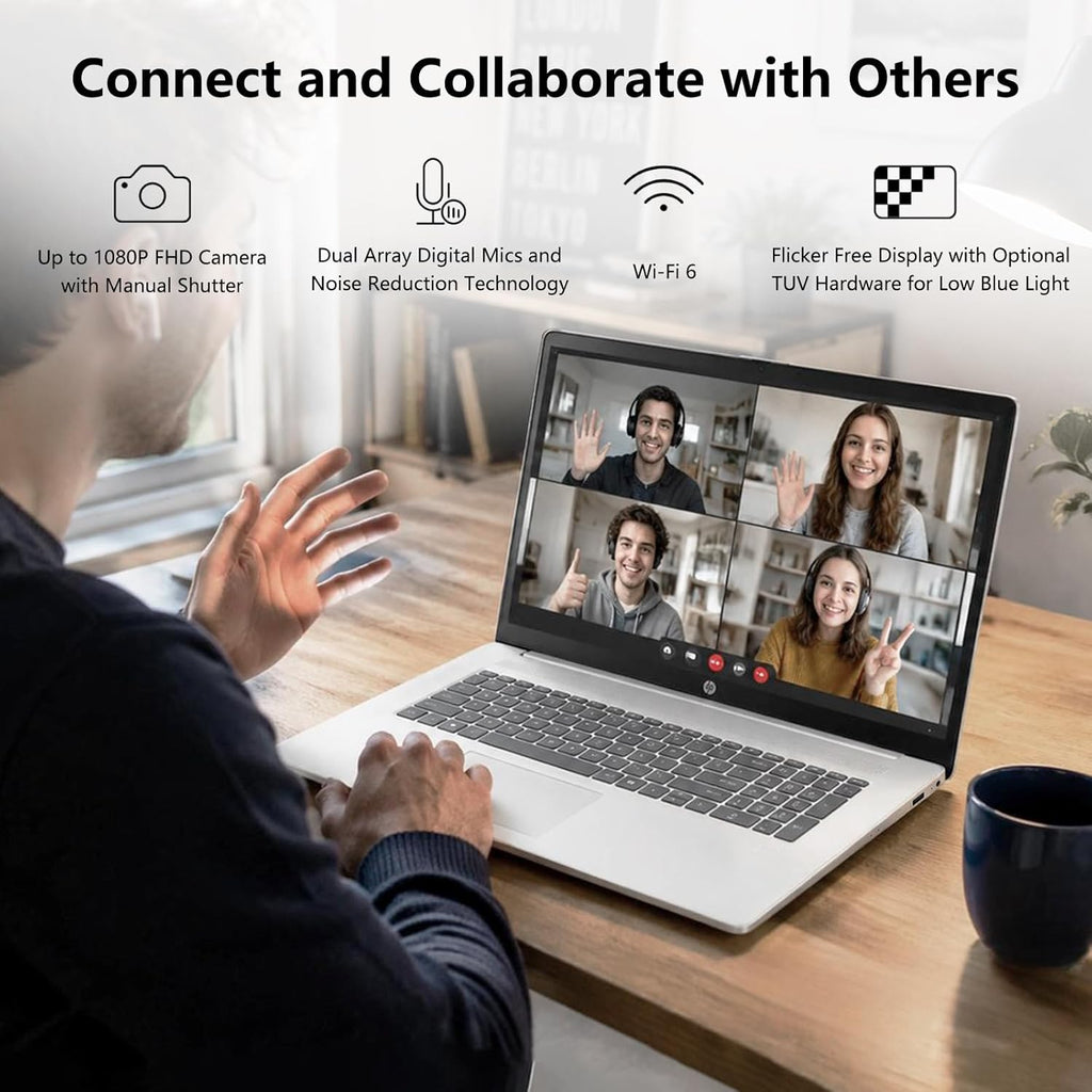 HP Pro Business Copliot AI Laptop PC, 17.3' Touchscreen, Intel Ultra 7 255U, 16GB DDR5, 2TB SSD, Wi-Fi 6, Webcam, Backlit Keyboard, Fingerprint Reader, Bundle with PCO Laptop Cooler