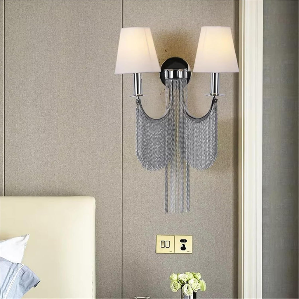 Gold Silver Aluminium Chain Wall Lights Bedroom Wall Lamps E14 Bedside Indoor Lights for Villa Hotel Restaurant Apartment,Bathroom