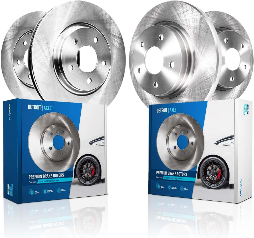 Detroit Axle - Brake Rotors for 2013-2020 Ford Fusion Lincoln MKZ, 2014 2015 2016 2017 2018 2019, Disc Brake Rotors Replacement : 12.44' inch Front and 12.44' inch Rear Rotors