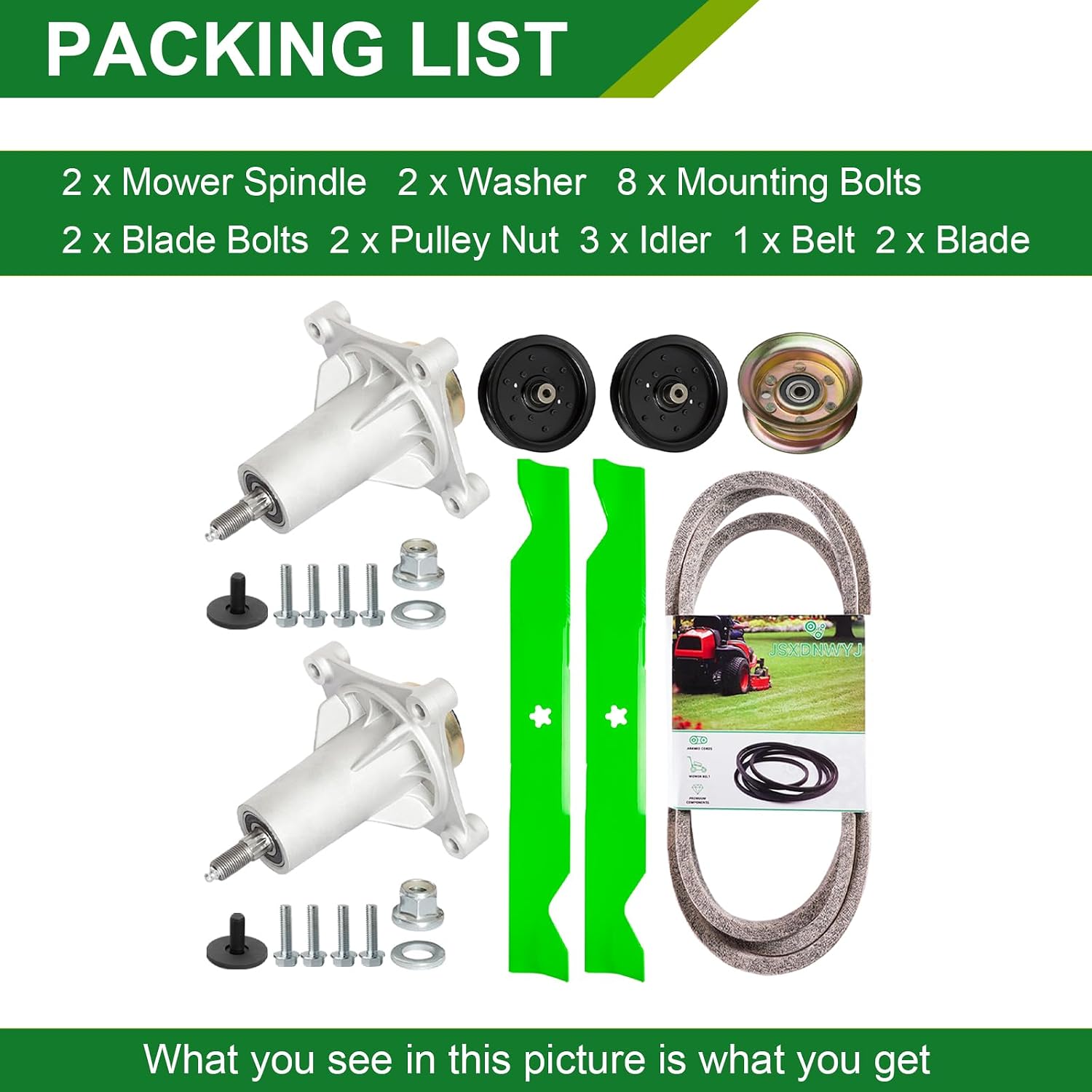 46 Inch Mower Deck Rebuild Kit - Fits Hu sqvarna Y2246LS Pou lan PP19H46 PP20VA46 with 46' Deck, 2 Spindles(532187292)+2 Blades(21546611/405380)+2 Idlers(196106)+1 Idler(177968)+1 Belt(405143)