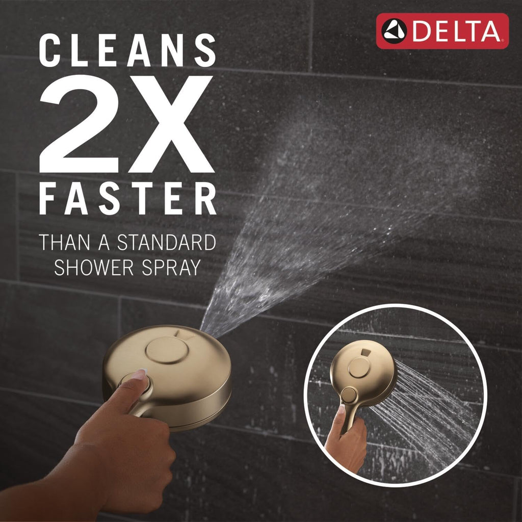 Delta 6-Setting HydroRain Premium 2-in-1 Dual Shower Head with ProClean Spray, Gold High Pressure Shower Head with Handheld Spray, 1.75 GPM Flow Rate, Lumicoat Champagne Bronze 56000-CZ-PR25