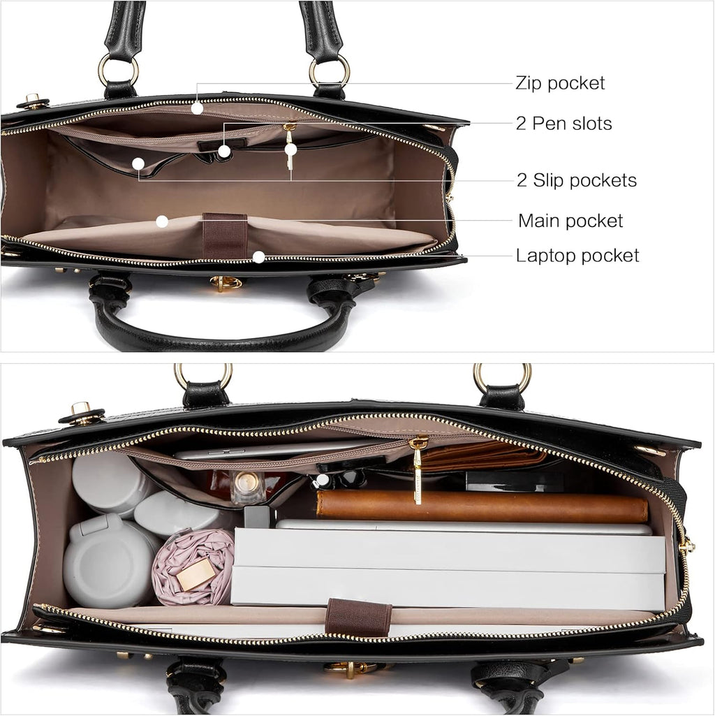 BOSTANTEN Briefcase for Women 15.6 inch Leather Laptop Bag Vintage Slim Lawyer Business Bag Stylish Work Purse