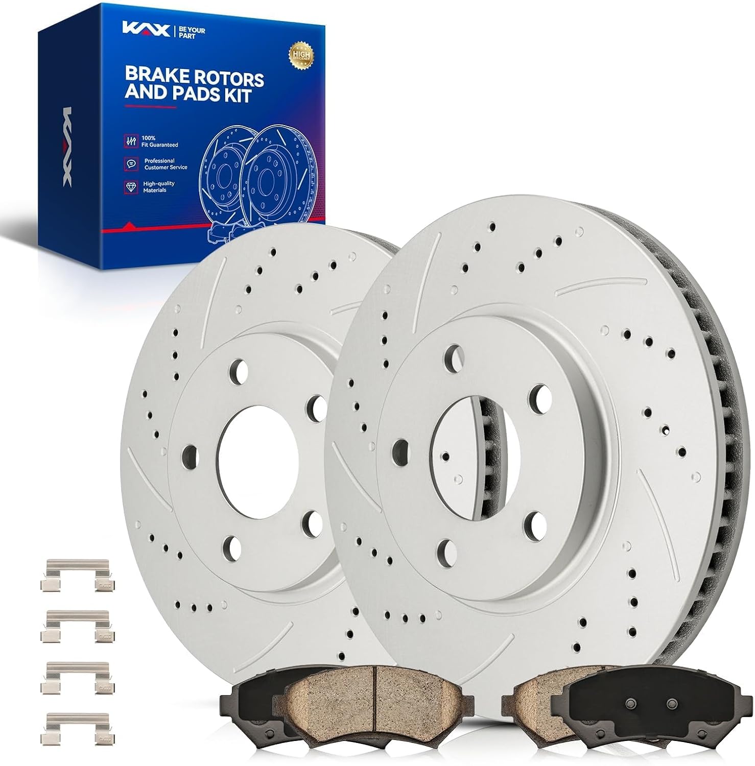 KAX Front Brake Kit for Impala, LeSabre, DeVille, Monte Carlo, Park Avenue, Aurora, Intrigue, Bonneville, Eldorado, Seville, Riviera, 11.91inch Brake Rotors Pads Kit, #55034+D699 Front Brakes
