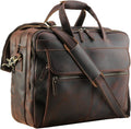Polare 18'' Thick Full Grain Leather Fit 17.3' Laptop Business Briefcase Work Bag Overnight Bag For Men