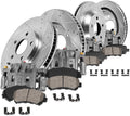 Callahan BRAKE PARTS Front and Rear Brake Kit For Chevy Silverado 1500 Sierra Drilled and Slotted Brake Rotors and Ceramic Brake Pads with Calipers