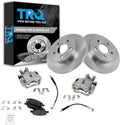 TRQ Rear Brake Pad and Rotor Set Ceramic Rotors Calipers Hoses Compatible with 2004-2012 Chevrolet Malibu 2005-2010 Pontiac G6 2007-2009 Saturn Aura