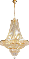 Luxury Crystal Chandelier, Modern Gold/Silver French Empire Crystal Ceiling Chandelier LED Ceiling Light Fixture Lamp Hanging Lighting Home Decor Lamp for Living Room Bedroom Foyer (Gold)