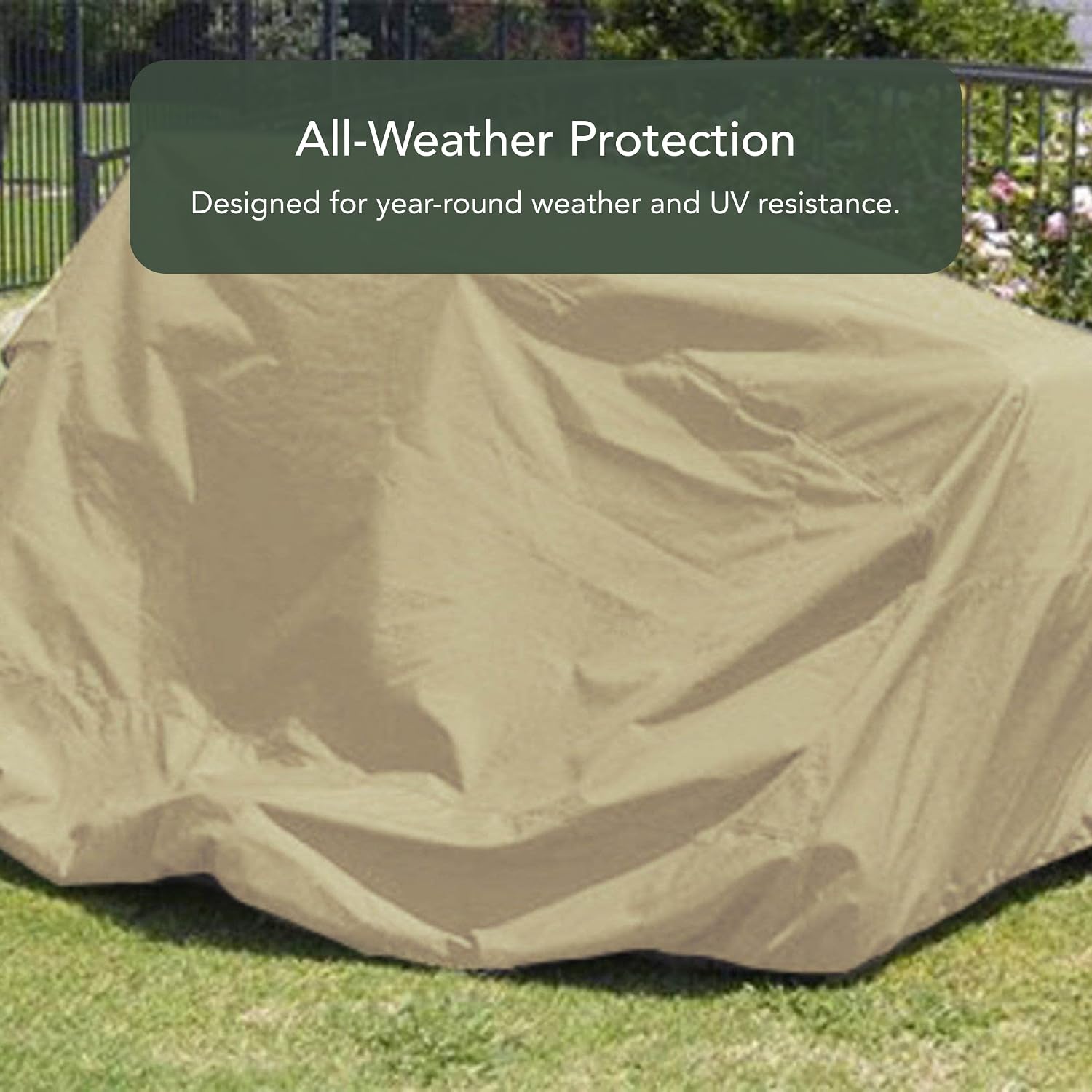 Covermates Elite Zero‑Turn and Riding Lawn Mower Cover – Heavy‑Duty Polyester All‑Weather Outdoor Protection Water‑Resistant, Drawcord, & Breathable Vent, 58W x 82D x 52H, Khaki
